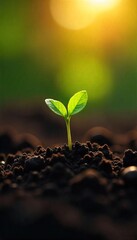 Planting a Tiny Seed A Delicate Act of New Life in Rich Dark Soil, Bathed in Sunshine