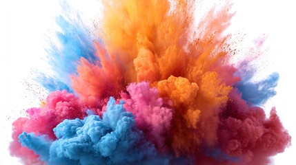 Fototapeta premium reaction. Dramatic red powder explosion against white, captured with dynamic motion blur. event key visuals, club posters, designed for fitness apps and gym onboarding, drives event promotion.