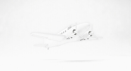 A white airplane model on a white background showcasing its design and aerodynamic features clearly visible