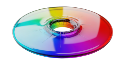 Colorful CD or DVD disk with rainbow reflection.
