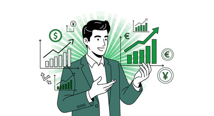 Naklejka premium Illustrative Presentation Of Financial Data With Emerging Global Market Insights