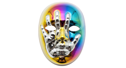 Rainbow Mask with Handprint.