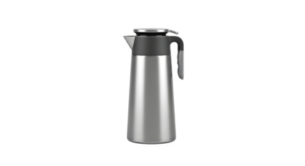 Stainless steel thermos isolated on transparent background, a container used to keep liquids hot or cold for extended periods, ideal for travel and outdoor activities