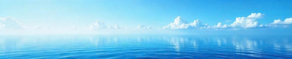 Breathtaking Ocean Horizon Calm Sea Meets Azure Sky, Peaceful Travel and Nature Scene