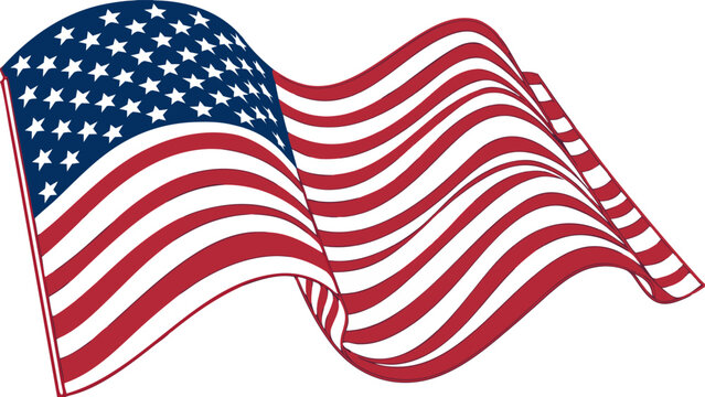 waving american flag, red white and blue