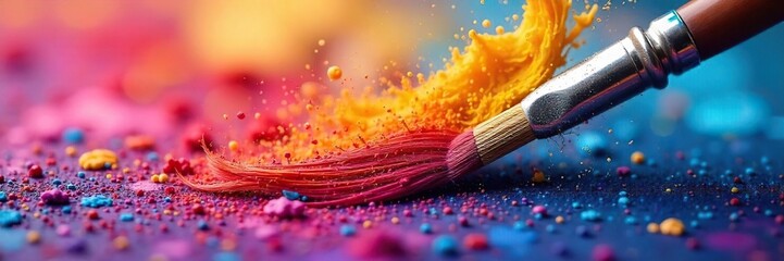 Vibrant Paintbrush Strokes Dance Across Canvas A Captivating Display of Artistic Energy and Fluid Creativity