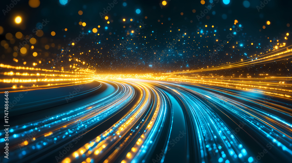Wall mural dynamic data flow in a digital tunnel