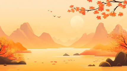 Autumnal Mountain Landscape at Sunrise