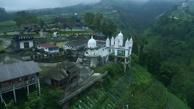 Kahyangan tourist place and destination aerial  drone footage view