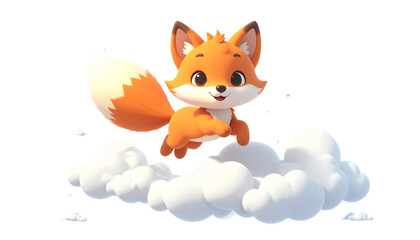 Obraz premium Fox Sitting on Cloud Fantasy Art 