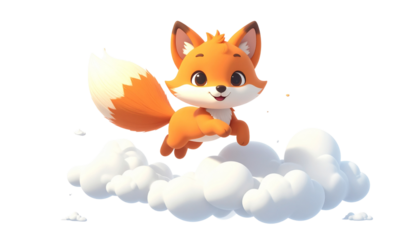 Fox Sitting on Cloud Fantasy Art
