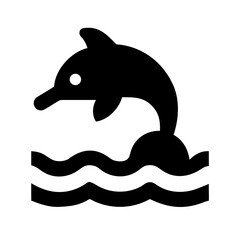 Vector art of a simple silhouette of a dolphin leaping from the ocean, perfect for oceanthemed designs and marine conservation projects