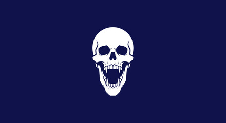 Skull with fangs against a plain background for graphic design, flags, warning signs, or Halloween-themed projects