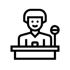 Illustration of a speaker at a podium