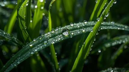 Naklejka premium dew on grass blades