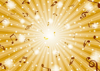 キラキラ降り注ぐ音符イラスト