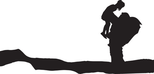 Vector illustration of a black silhouette of a young woman dancing, featuring a graceful person's body figure in a fashion sport pose with artistic outline and kanji art