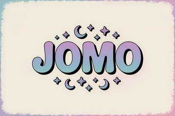 JOMO Pastel Gradient Sticker with Stars, Moons, and Subtle Distressed Edge