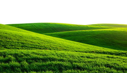 Scenic green hills and lush meadows isolated background