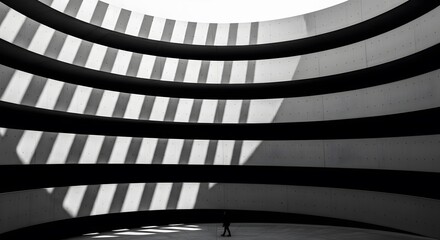Obraz premium Architectural Abstraction A Striking Study of Light and Shadow in a Parking Garage