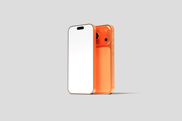 Orange smartphone 17 Pro max blank mockup