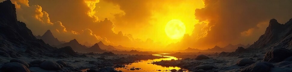 Surreal Demon Landscape Sickly Yellow Light Bathes Ominous Shadows, Creating an Unsettling Yet Captivating Scene of Abstract Horror.