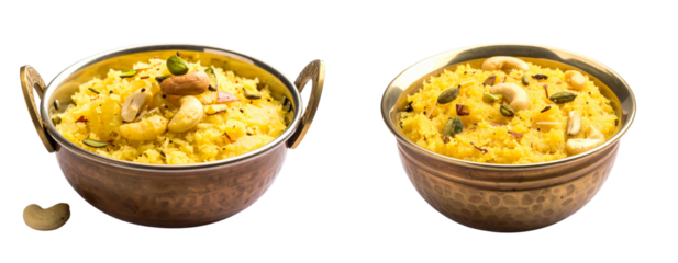  Aromatic Kashi Halwa with Ash Gourd and Spices, Served in Brass Bowl, Isolated on White