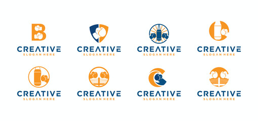Boxing sport vector logo, Boxing sport logo initial design template.