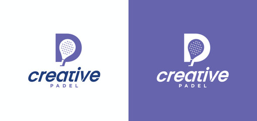 Padel vector logo with racket combination, collection of padel sports logos with letter d.