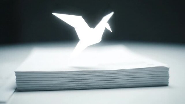 Dramatic stack of crisp white paper shifting in the light, ready for impactful business reports and important documents printing