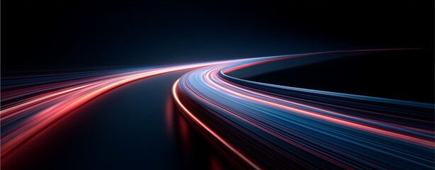 Dynamic Lights Trails: Swirling light trails create a visual symphony of speed and motion against a deep, dark backdrop.