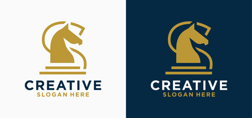 Black and white chess sports logo vector icon. Logo illustration for the game of chess.