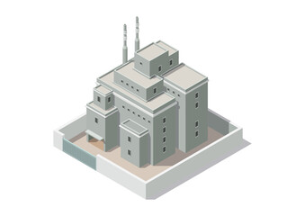 Isometric grey  industrial building