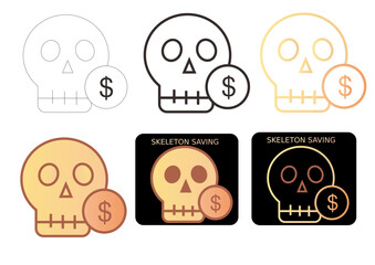 Skull and Dollar Sign Icons Financial Planning and Cost-Effective Solutions for Business and Life