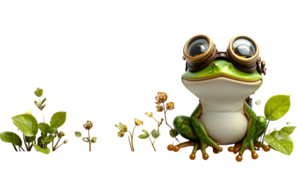 Steampunk Frog Scientist Fantasy Art
