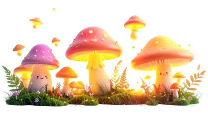 Fantasy Mushrooms in Glowing Light
