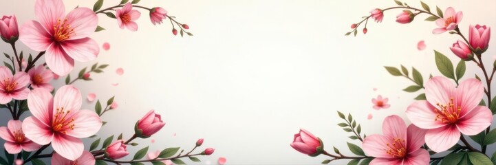 Elegant floral frame, minimalist spring design, subtle, graphics