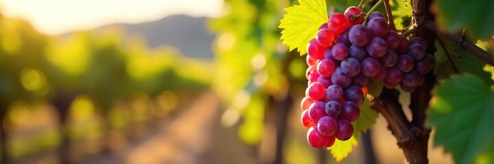 Sun-Drenched Grapes Ready for Harvest A Picturesque Vineyard Scene at its Peak, Promising Rich Wine