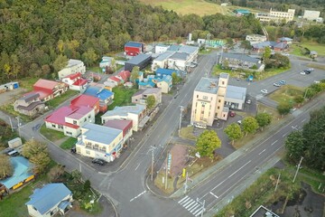 Aerial view of Toyotomi Onsen hot spring town in Hokkaido, Japan – Editorial Use Only