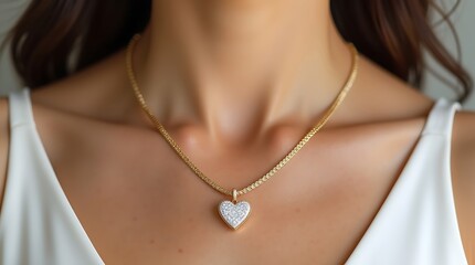 Elegant Golden Snake Chain Necklace with Heart Pendant A Luxurious Statement Piece
