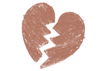Valentine's Day brown chalk crayon heart shape illustration isolated on transparent background