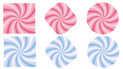 ピンクとブルーのサンバースト模様セット