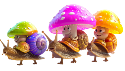 Mushroom Snail Friends Fantasy Art
