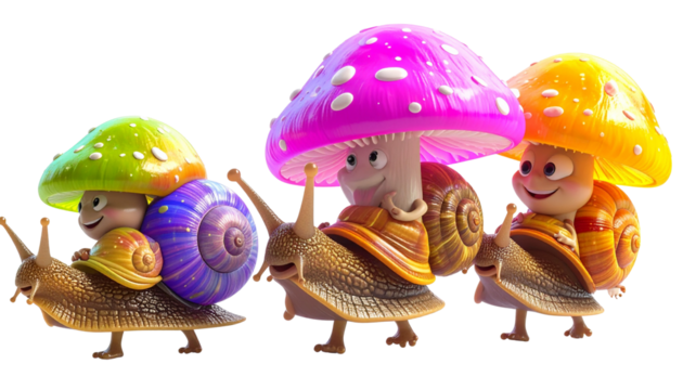 Mushroom Snail Friends Fantasy Art
