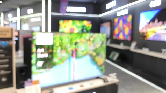 Blurred Television showroom in the shopping mall.