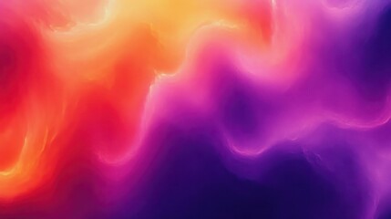 Abstract colorful cloud-like smoke with smooth gradient transitions from warm orange and red to cool purple and blue hues creating a dreamy and flowing atmosphere