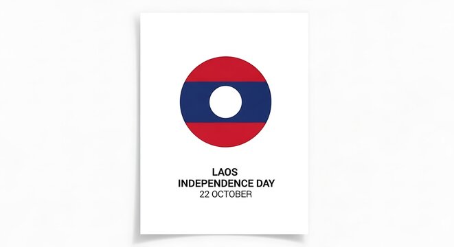 Laos Independence Day Poster with Flag Circle, October 22nd Celebration - Powered by Adobe