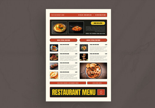 Restaurant Menu Flyer Template.