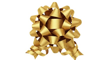 Festive golden ribbon bow for gift wrapping celebration holidays isolated