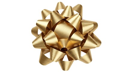 Golden gift bow on white background celebration and festive concept